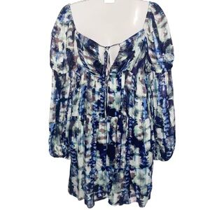 Nocturne Dress Womens Size 1 (Small Eu 36) Puff Sleeve Mini Artsy Boho Beach